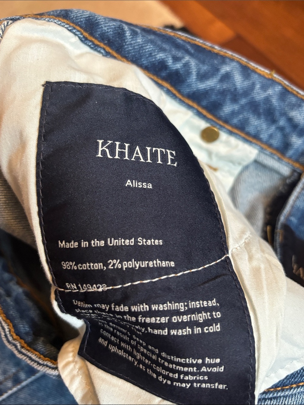 Khaite Alissa Classic Blue Women's Straight-Leg Jeans 31 - Picture 3 of 3